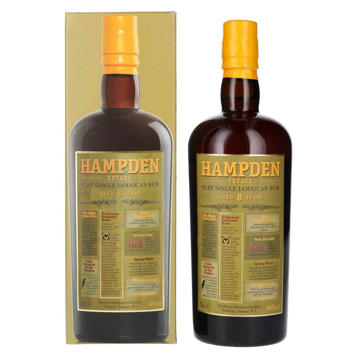 Hampden Estate Rum, rhum pur jamaïcain de 8 ans d'âge, 46 % vol., 0,7 l, dans un coffret cadeau