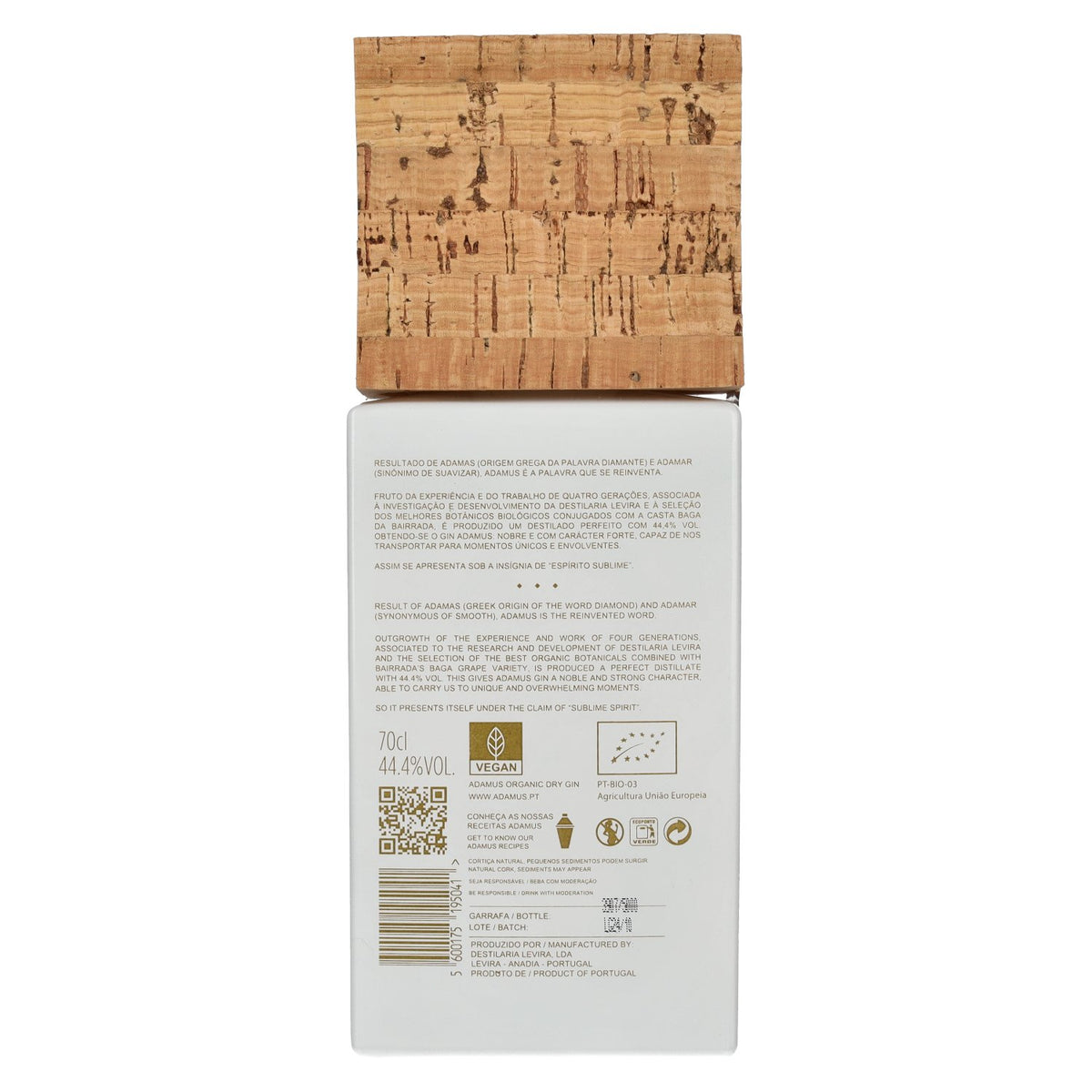Adamus Dry Gin Organic Limited Edition 2020 44,4% vol. 0,7 l in geschenkverpakking met 2 glazen en kurken onderzetters