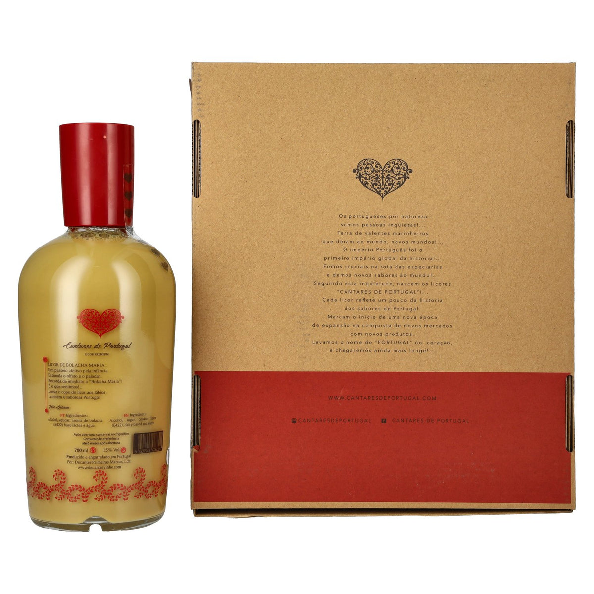 Cantares de Portugal Maria Biscuit Liqueur 15% ABV, 0.7 litres, in a gift box with 2 glasses