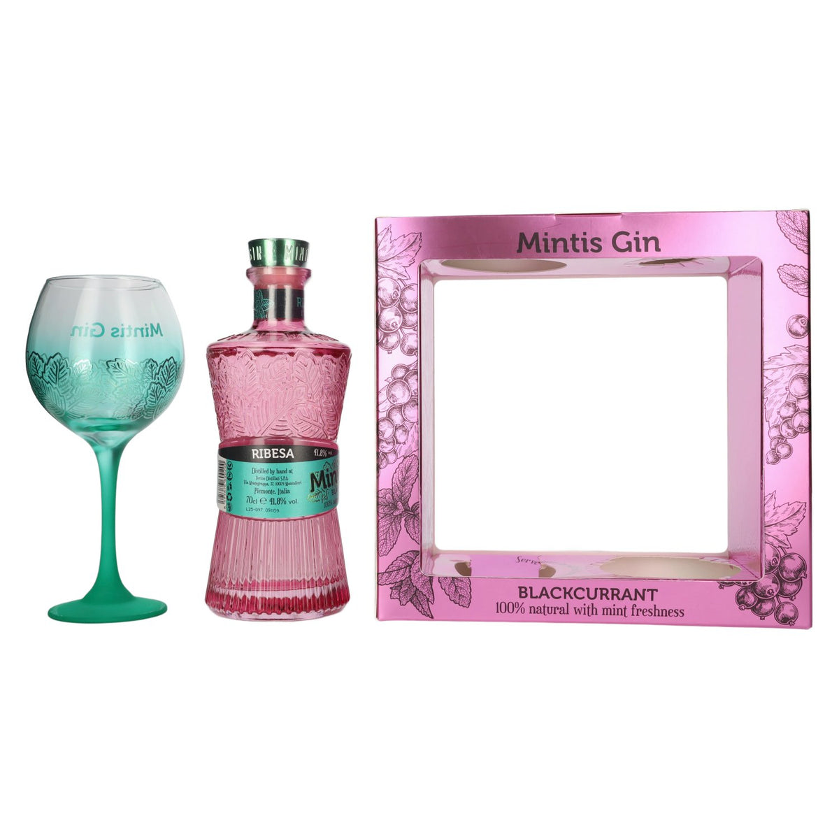 Mintis BLACKCURRANT Gin 41,8% Vol. 0,7l in Geschenkbox mit Glas