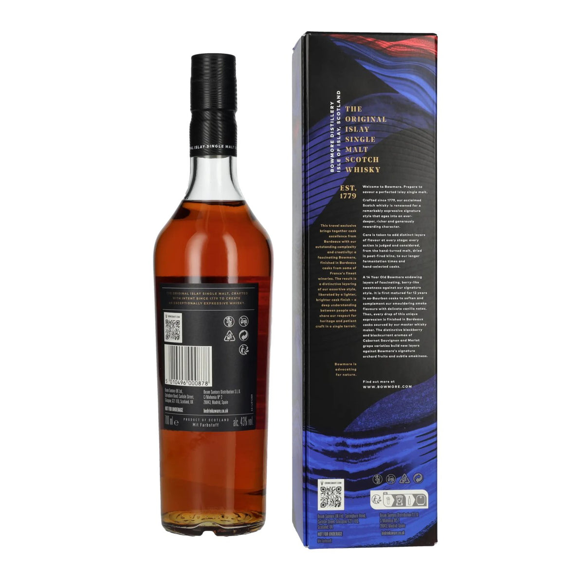 Bowmore 14 Years Old Bordeaux Cask Finish Islay Single Malt 43% vol. 0,7 l in geschenkverpakking