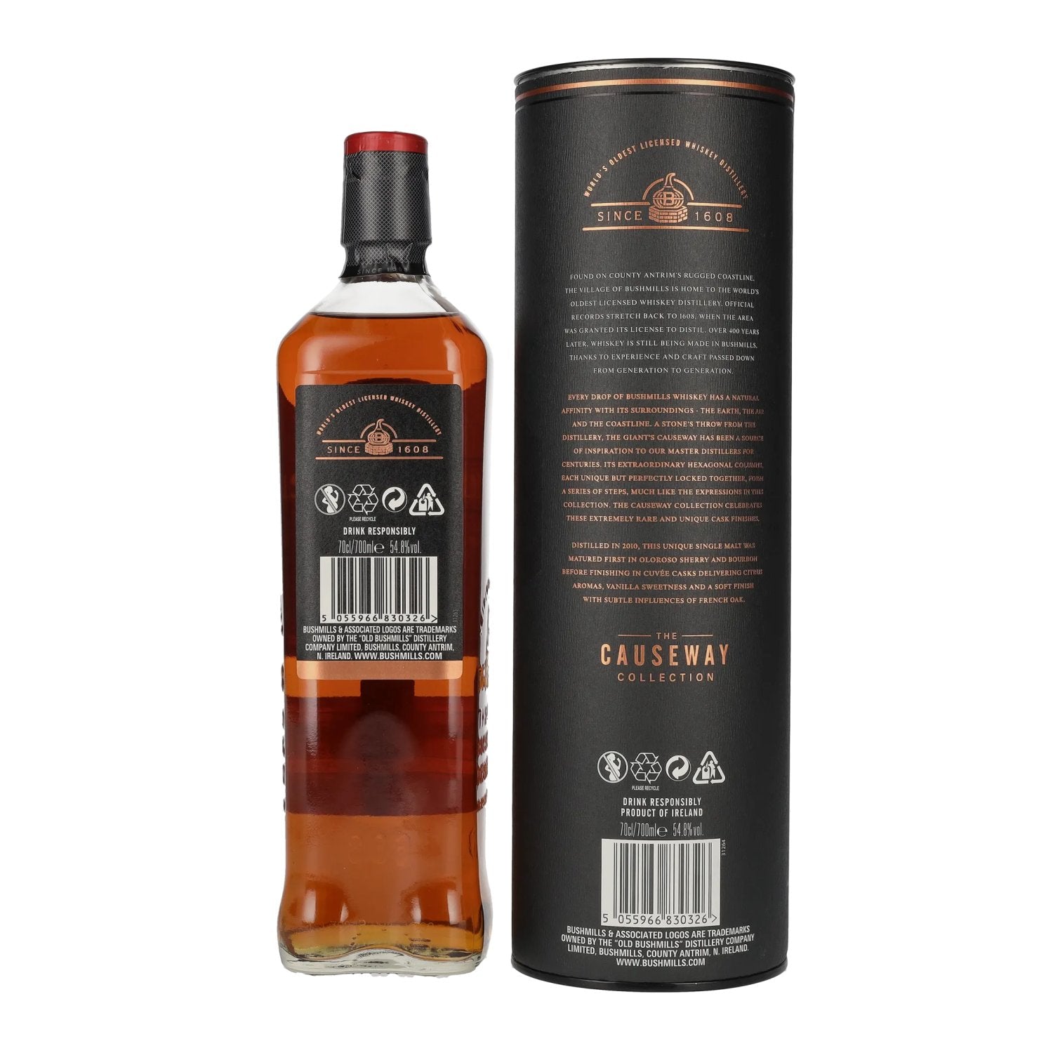 Bushmills THE CAUSEWAY COLLECTION Single Malt Cuvée Casks 2010 54,8% Vol. 0,7l en boîte cadeau