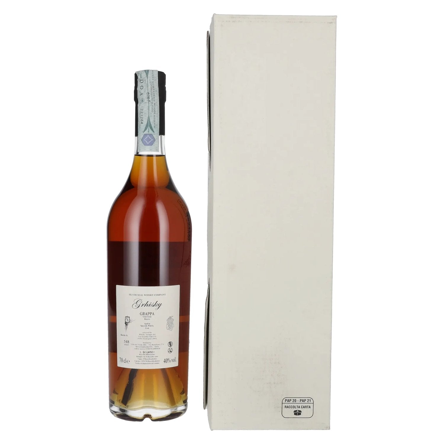 Silver Seal Grappa Riserva Single Speyside Whisky Cask 2023 40% Vol. 0,7l in geschenkverpakking