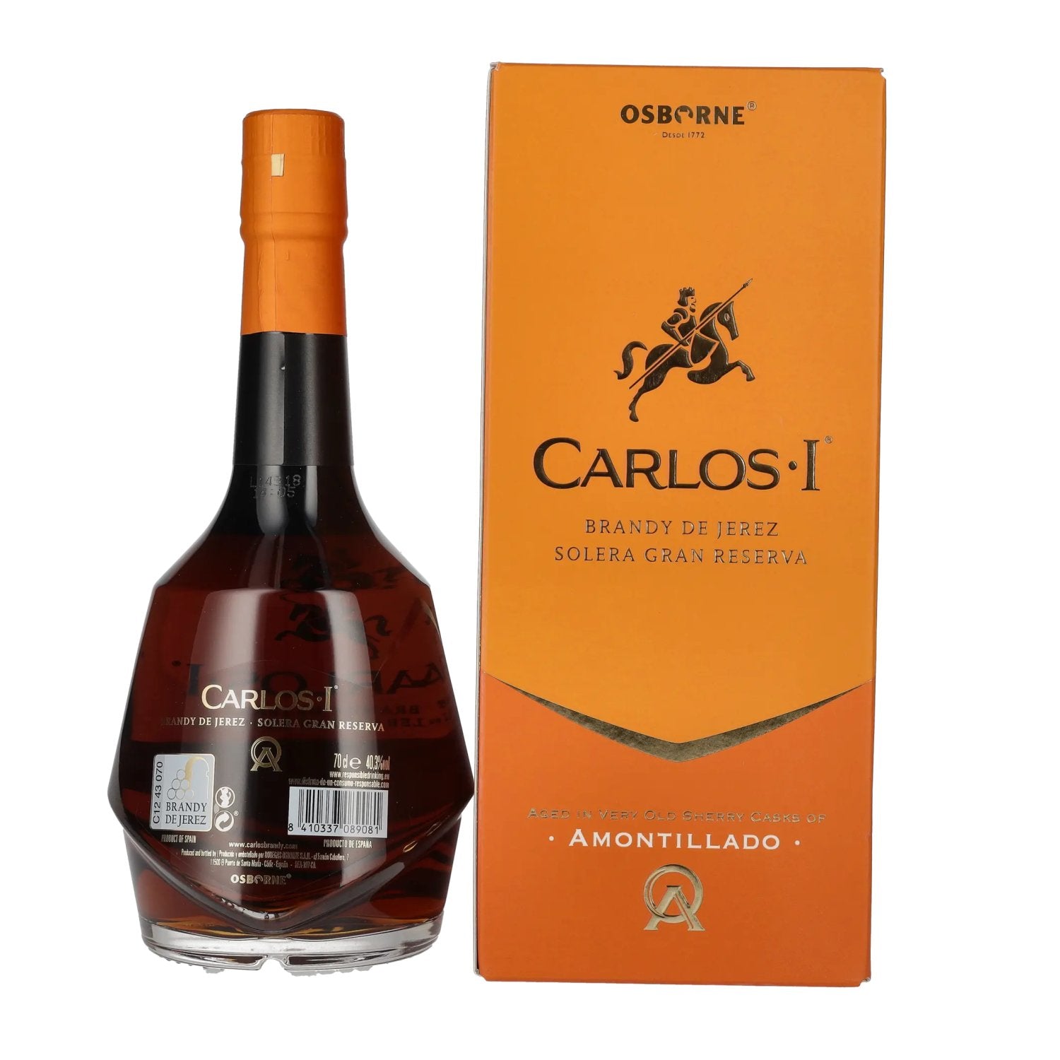 Brandy Carlos I Solera Gran Reserva AMONTILLADO Brandy de Jerez 40,3% Vol. 0,7l in geschenkverpakking