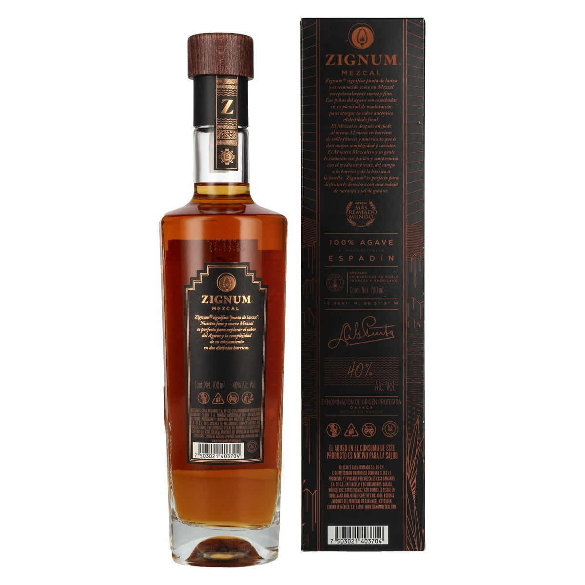 Zignum Mezcal Añejo 100% Agave Espadín 40% Vol. 0,7l in Geschenkbox
