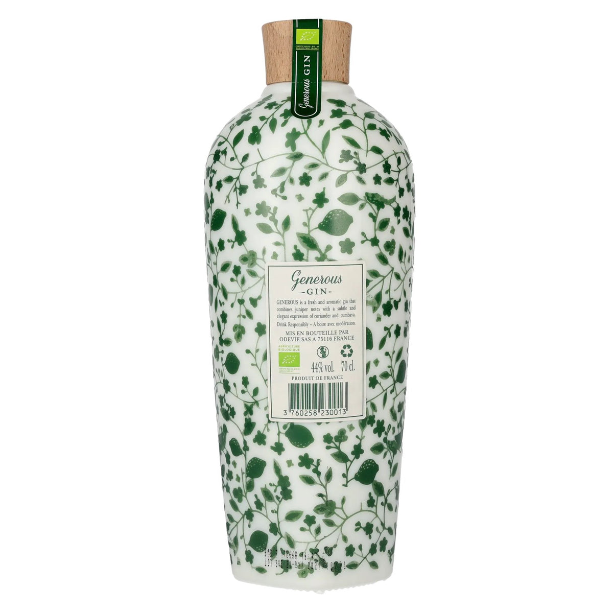 Generous Green Organic CORIANDER &amp; COMBAVA Gin 44% ABV 0.7l
