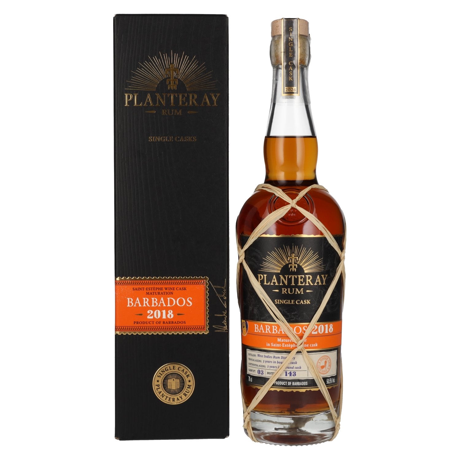 Planteray Rum BARBADOS 2018 Saint Estèphe Cask Finish 50,5% Vol. 0,7l in gift box