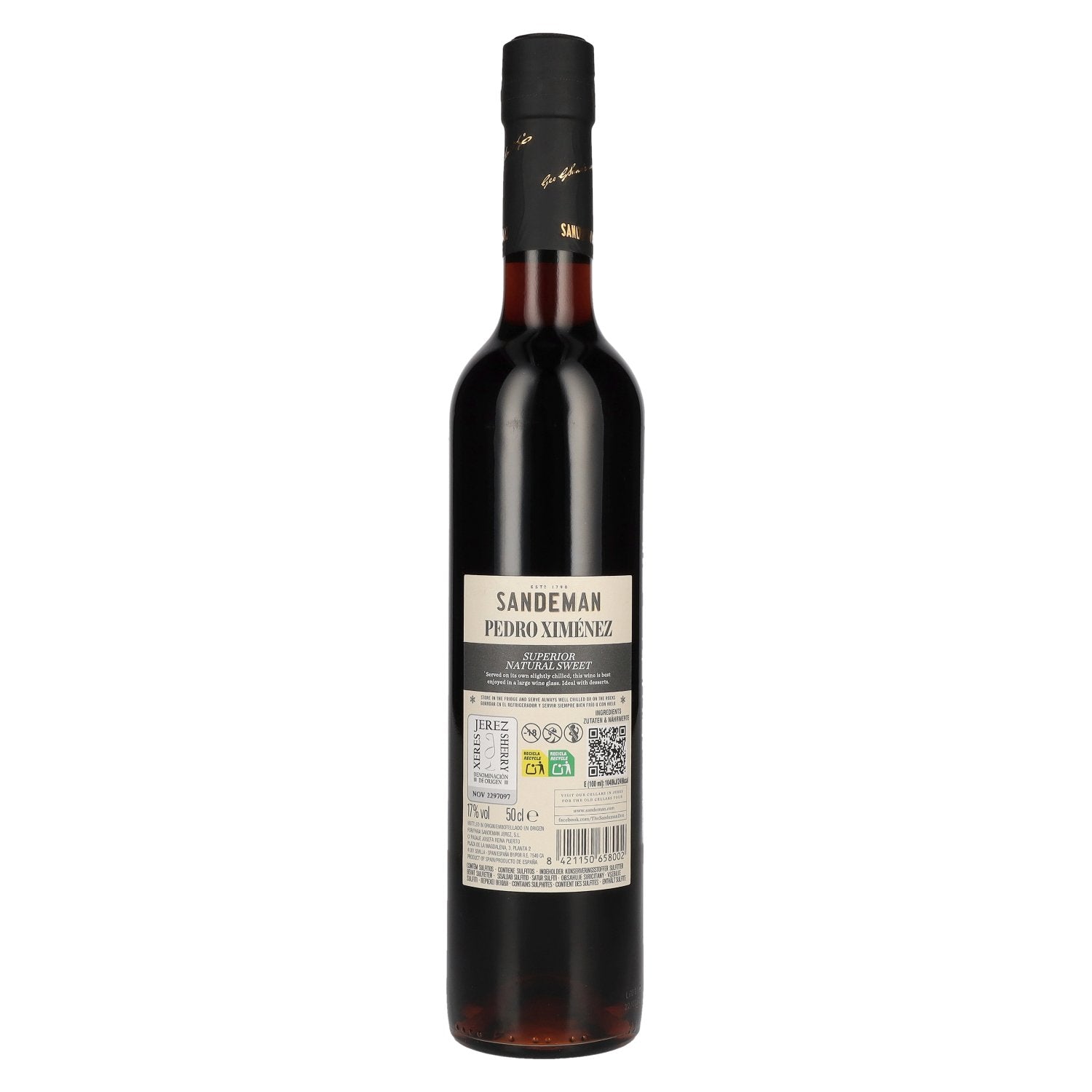 Sandeman PEDRO XIMÉNEZ Superior Natural Sweet Sherry Jerez 17% Vol. 0,5l