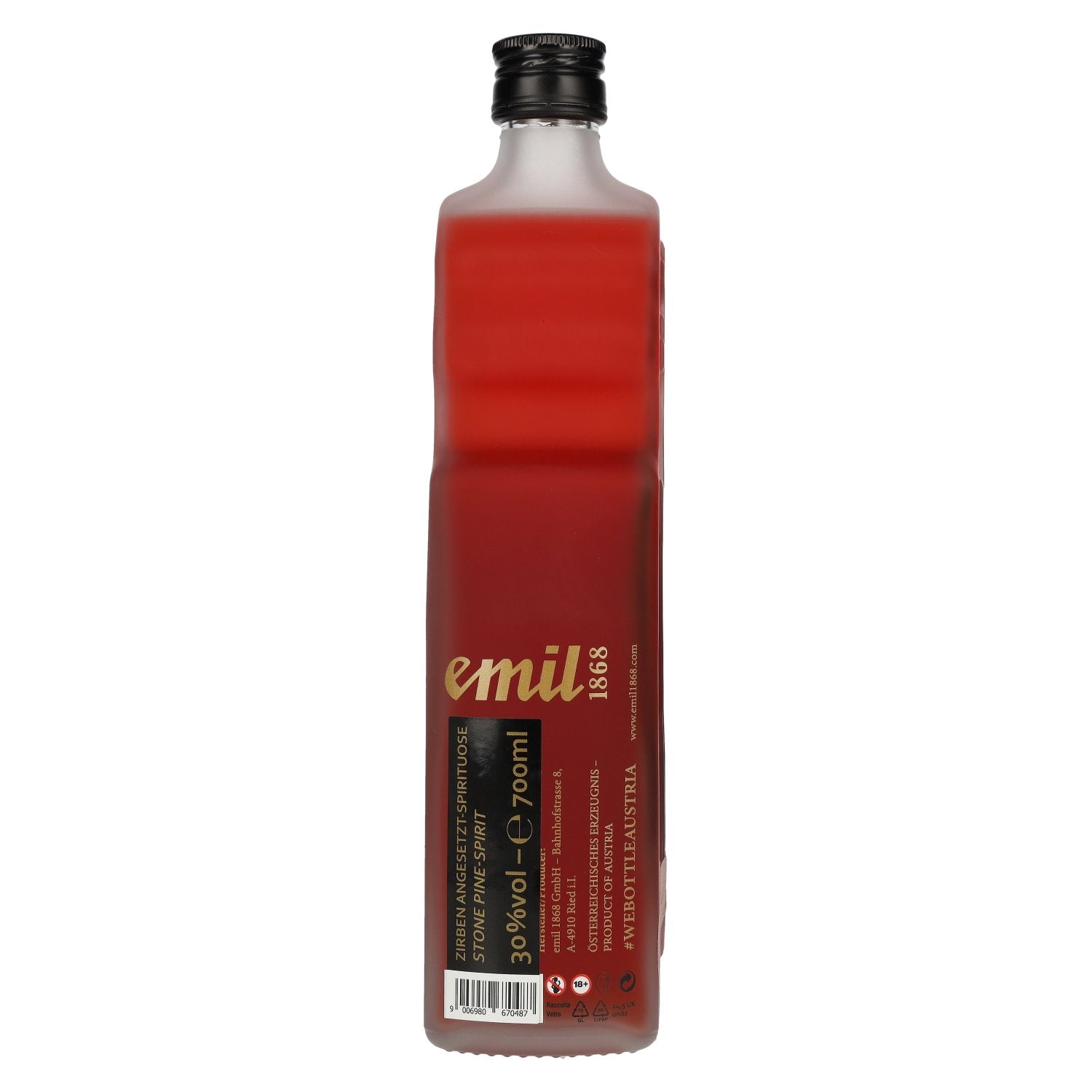 emil 1868 Swiss stone pine liqueur, 30% ABV, 0.7 l, Austrian bottle