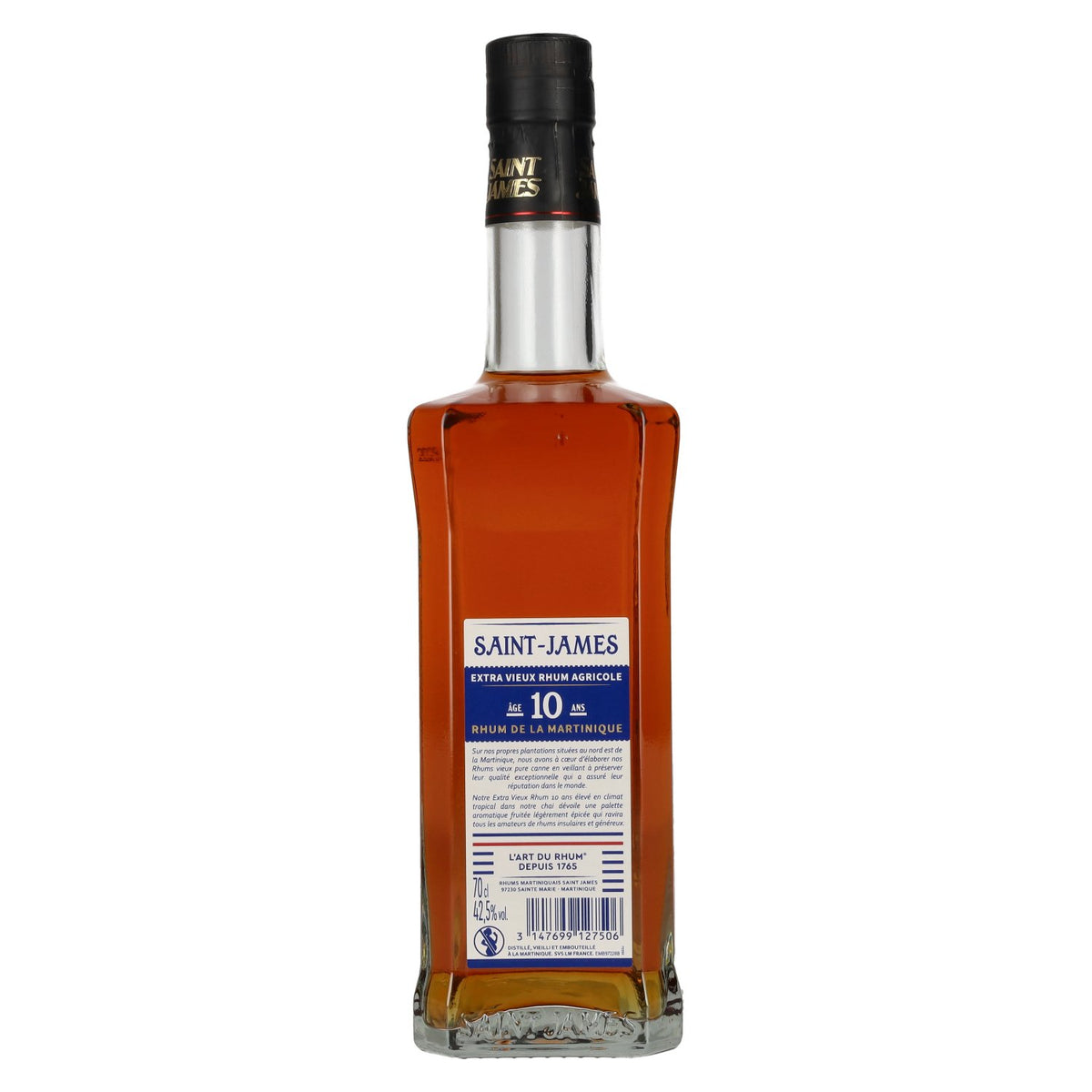 Saint James 10 ANS Extra Vieux Rhum Agricole de Martinique Millésime AOC 2015 42,5 % vol. 0,7 l
