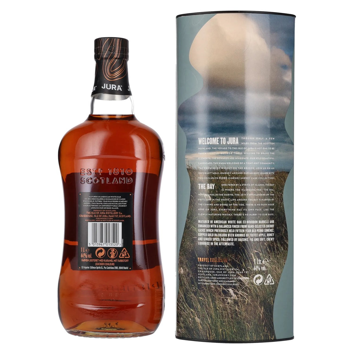 Jura THE BAY 12-Year-Old Single Malt Scotch Whisky 44% ABV 1 litre in a gift box