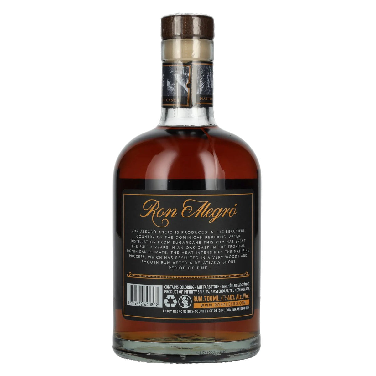 Ron Alegró AÑEJO, rhum de République dominicaine, 40 % vol., 0,7 l