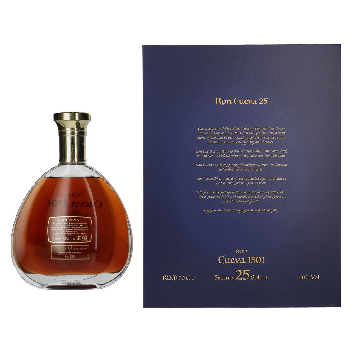 Ron Cueva 1501 Sistema 25 Solera Panama Rum 40% Vol. 0,7l in Geschenkbox