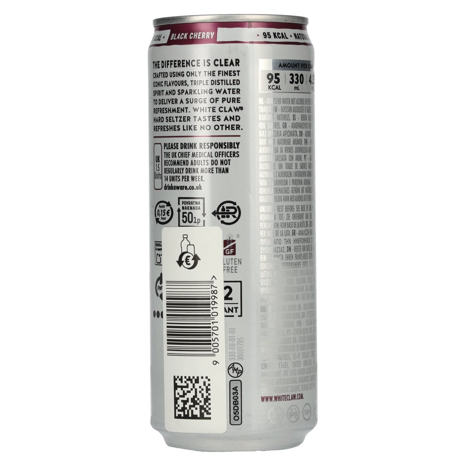 White Claw Hard Seltzer Black Cherry 4,5% Vol. 12x0,33l cans deposit