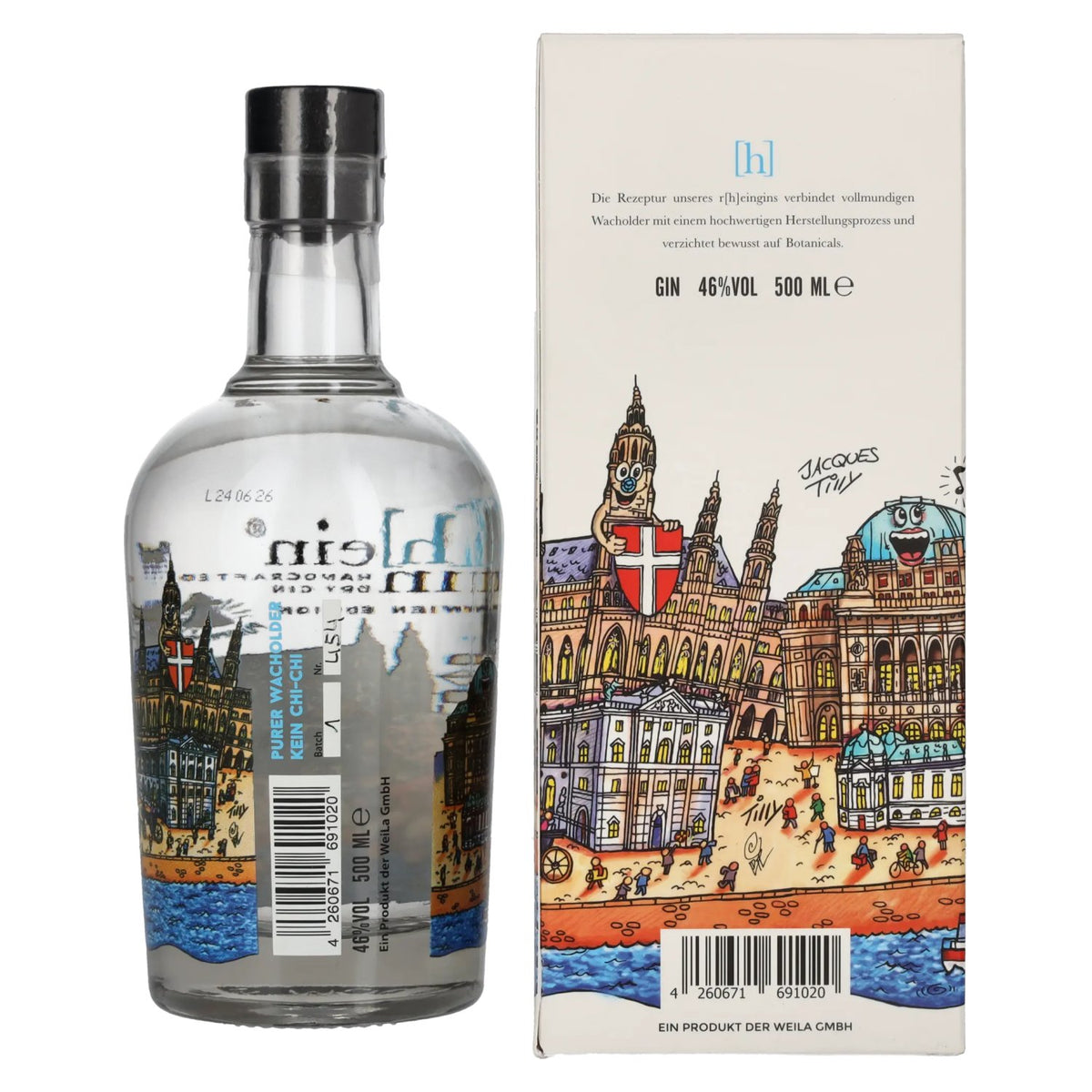 r[h]eingin Handcrafted Dry Gin Wien Gin 46% ABV 0.5l in a gift box
