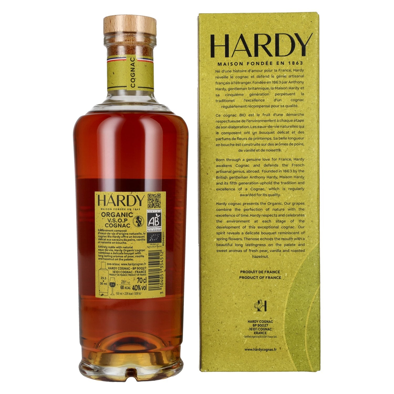 Hardy V.S.O.P Cognac ORGANIC 40% Vol. 0,7l in gift box