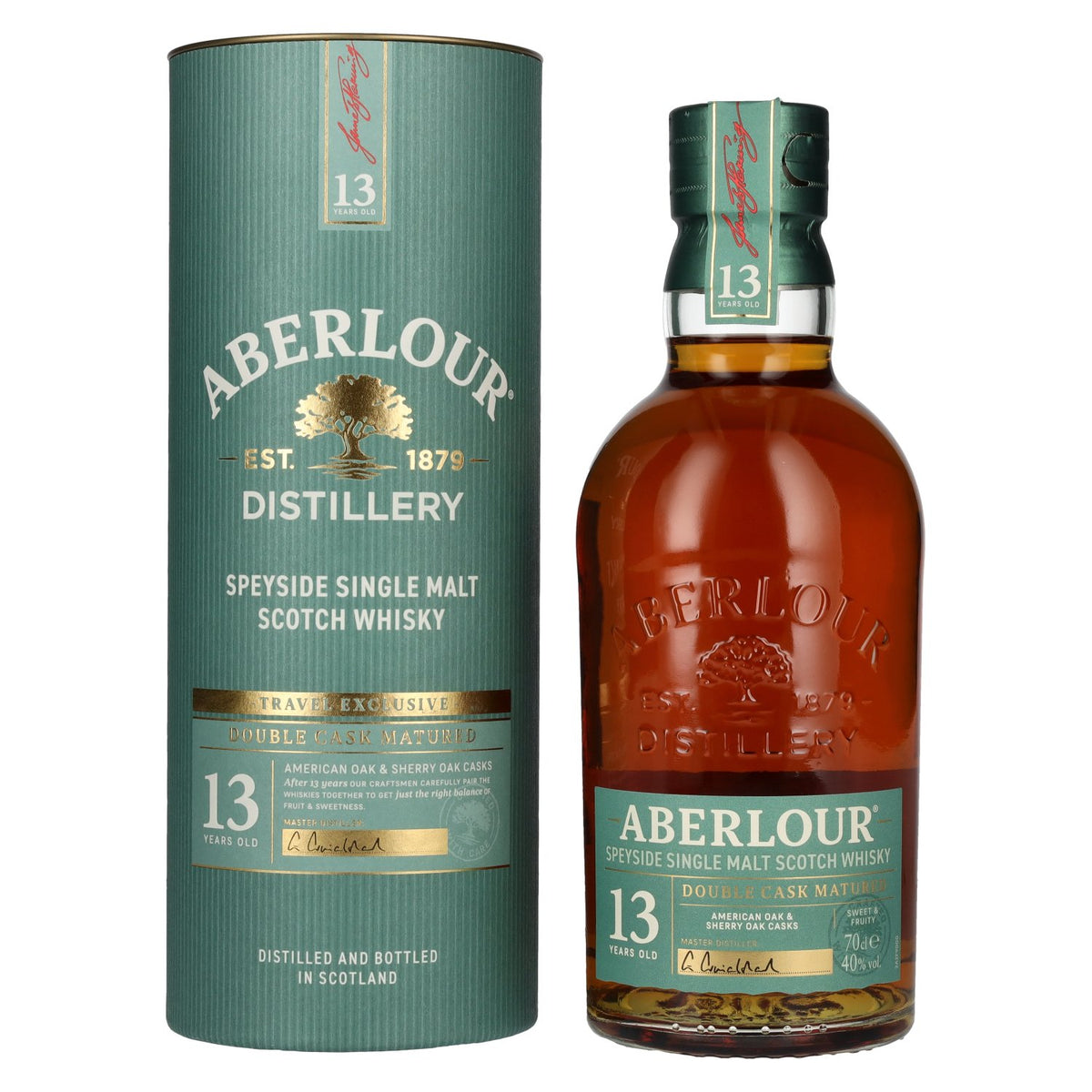 Aberlour 13 Years Old DOUBLE CASK MATURED Reizen Exclusief Speyside Single Malt 40% Vol. 0,7l in geschenkverpakking