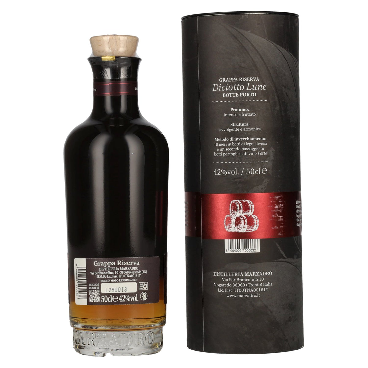 Marzadro DICIOTTO Lune Botte Porto 42% Vol. 0,5l in Geschenkbox