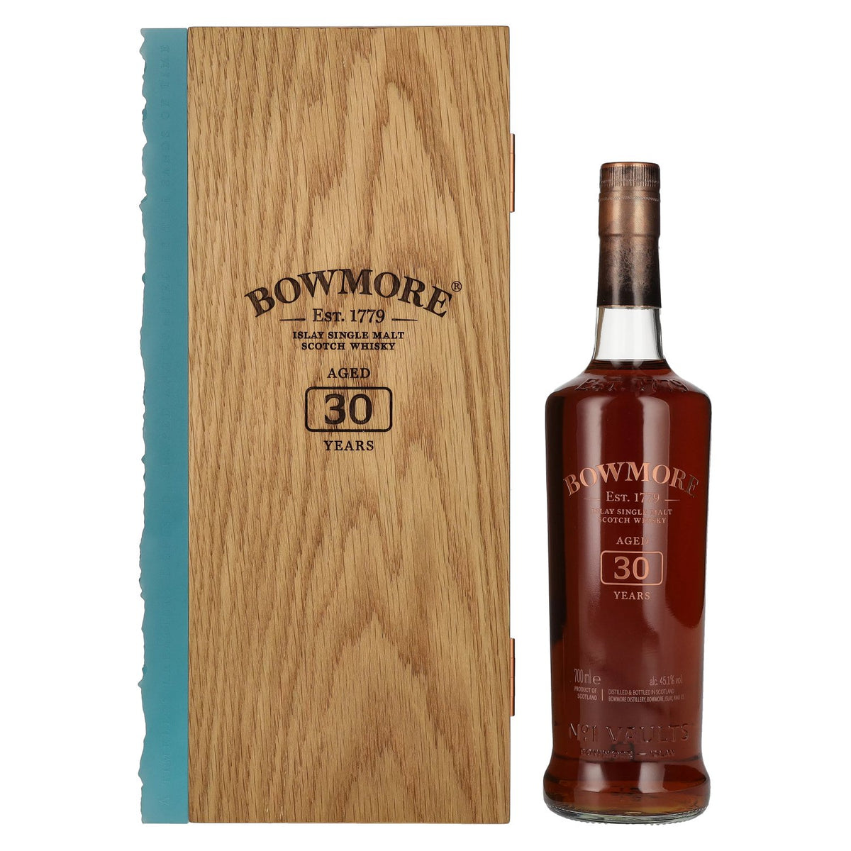 Bowmore 30 Years Old Islay Single Malt 45,3% Vol. 0,7l in houten doos