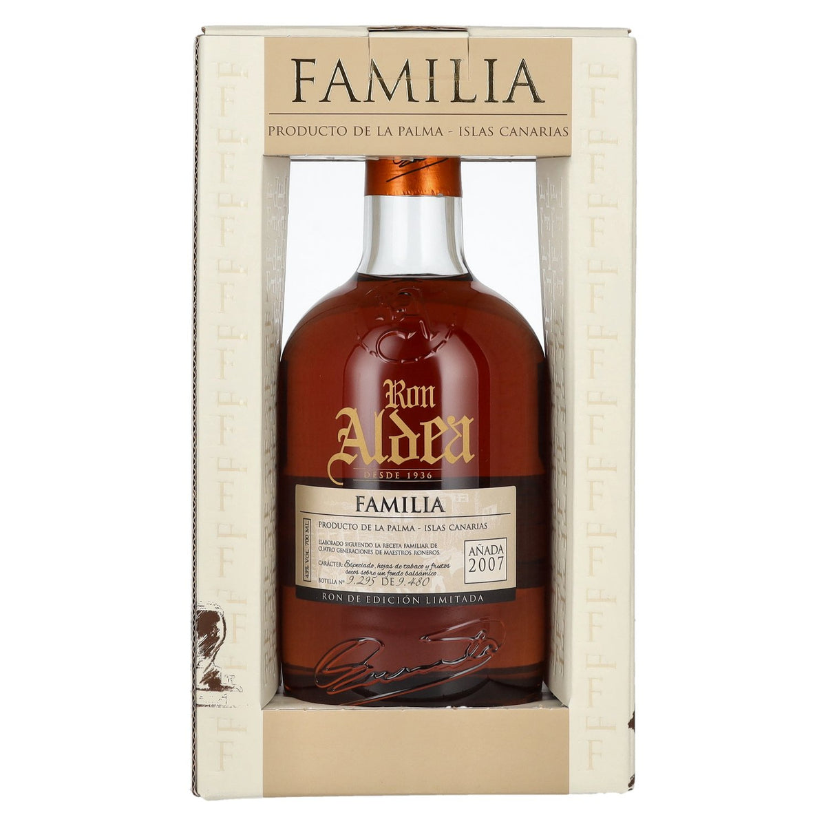 Ron Aldea FAMILIA Édition limitée Millésime 2007 43 % vol. 0,7 l dans un coffret cadeau
