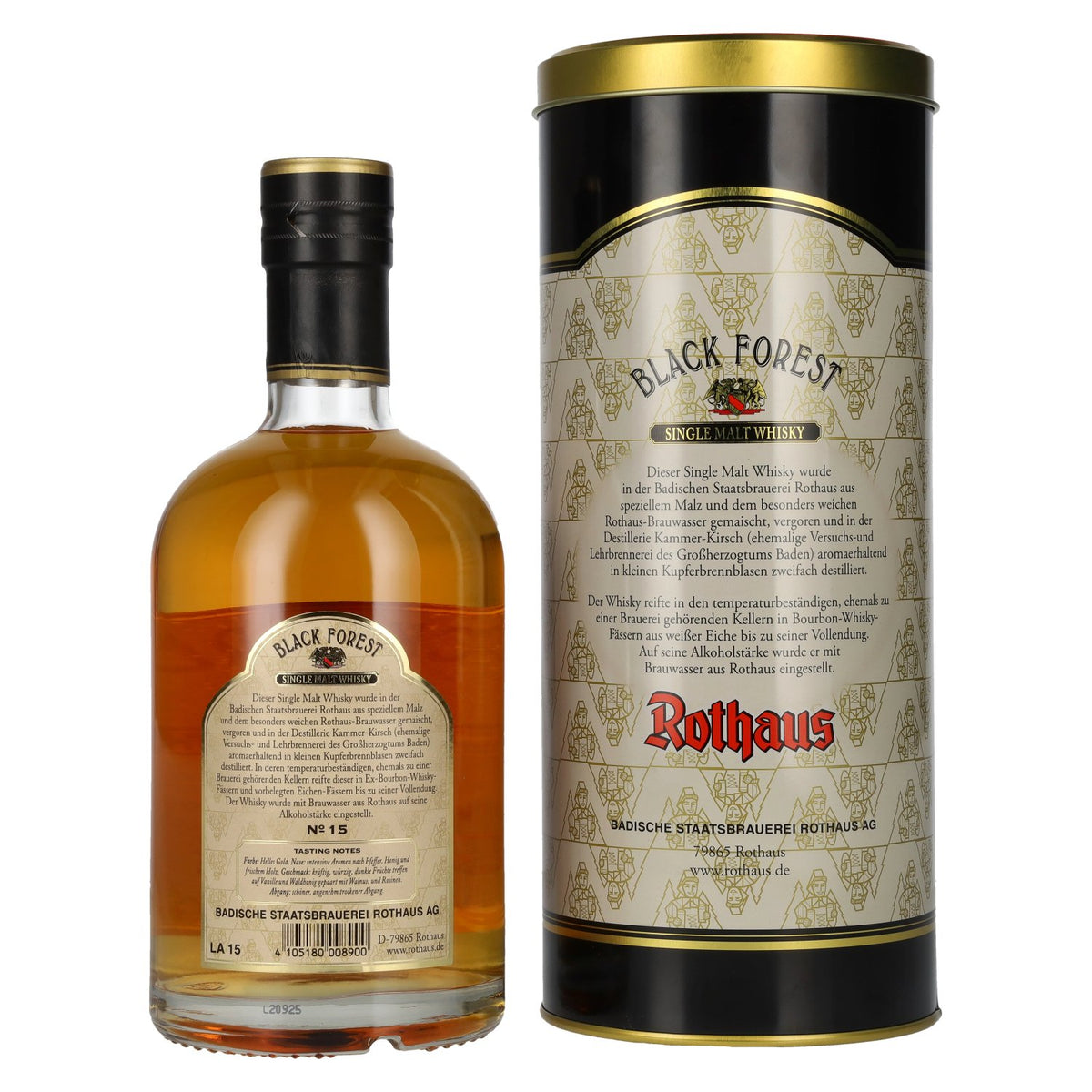 Black Forest Rothaus Single Malt Whisky Edition nr. 15 43% vol. 0,7 l in blikken doos