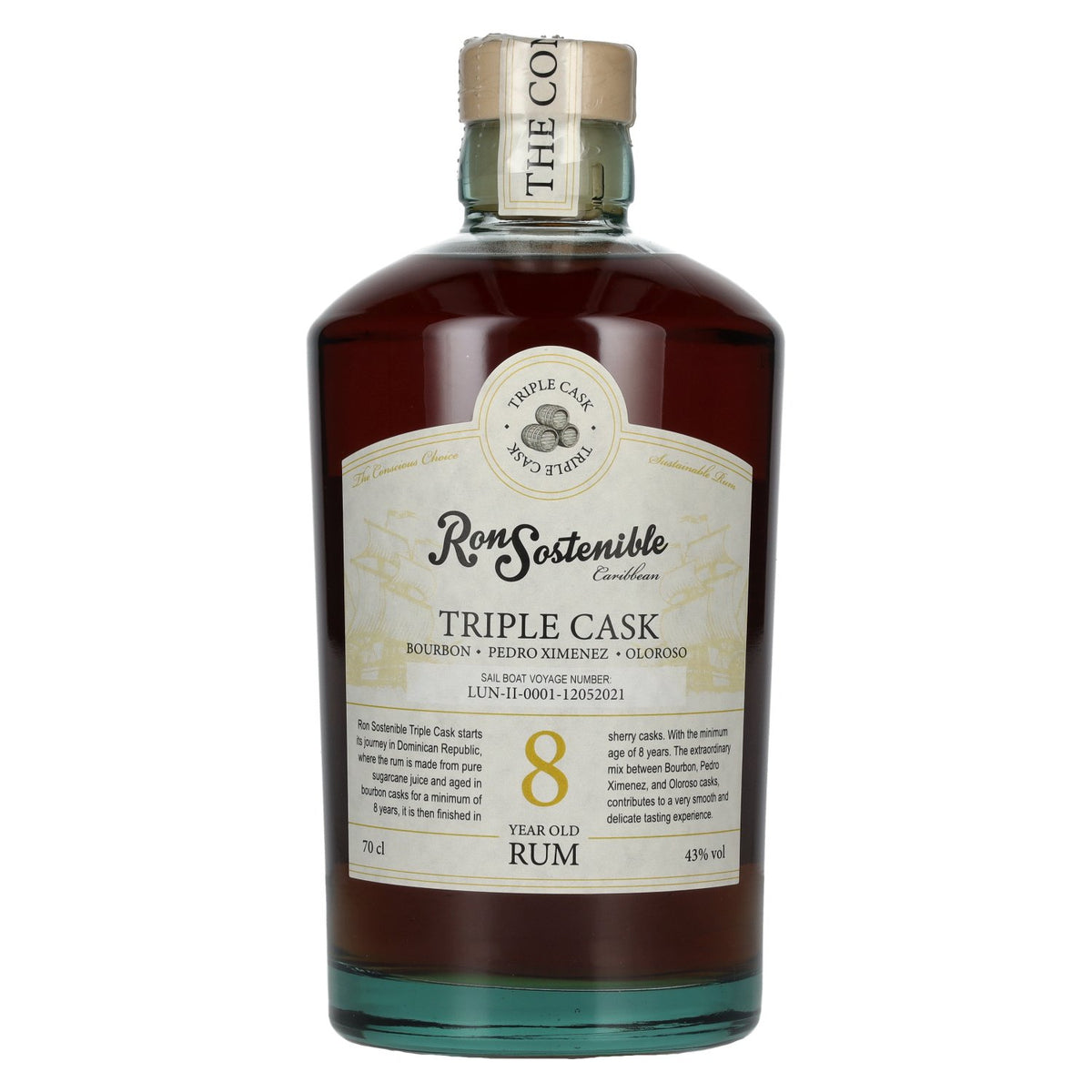 Ron Sostenible, rhum triple fût de 8 ans d'âge, 43 % vol., 0,7 l