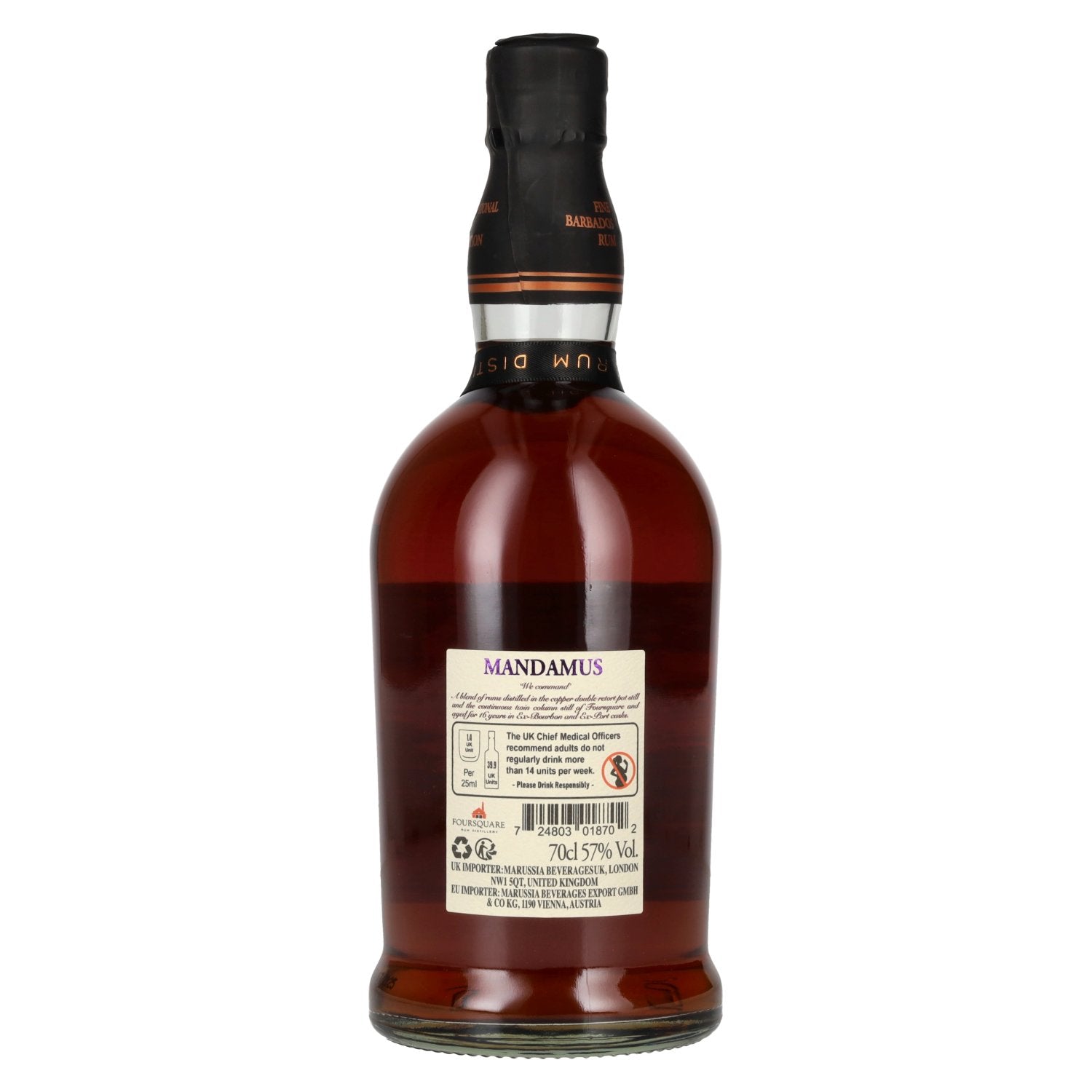 Foursquare 16 Years Old MANDAMUS Single Blended Rum 57% Vol. 0,7l