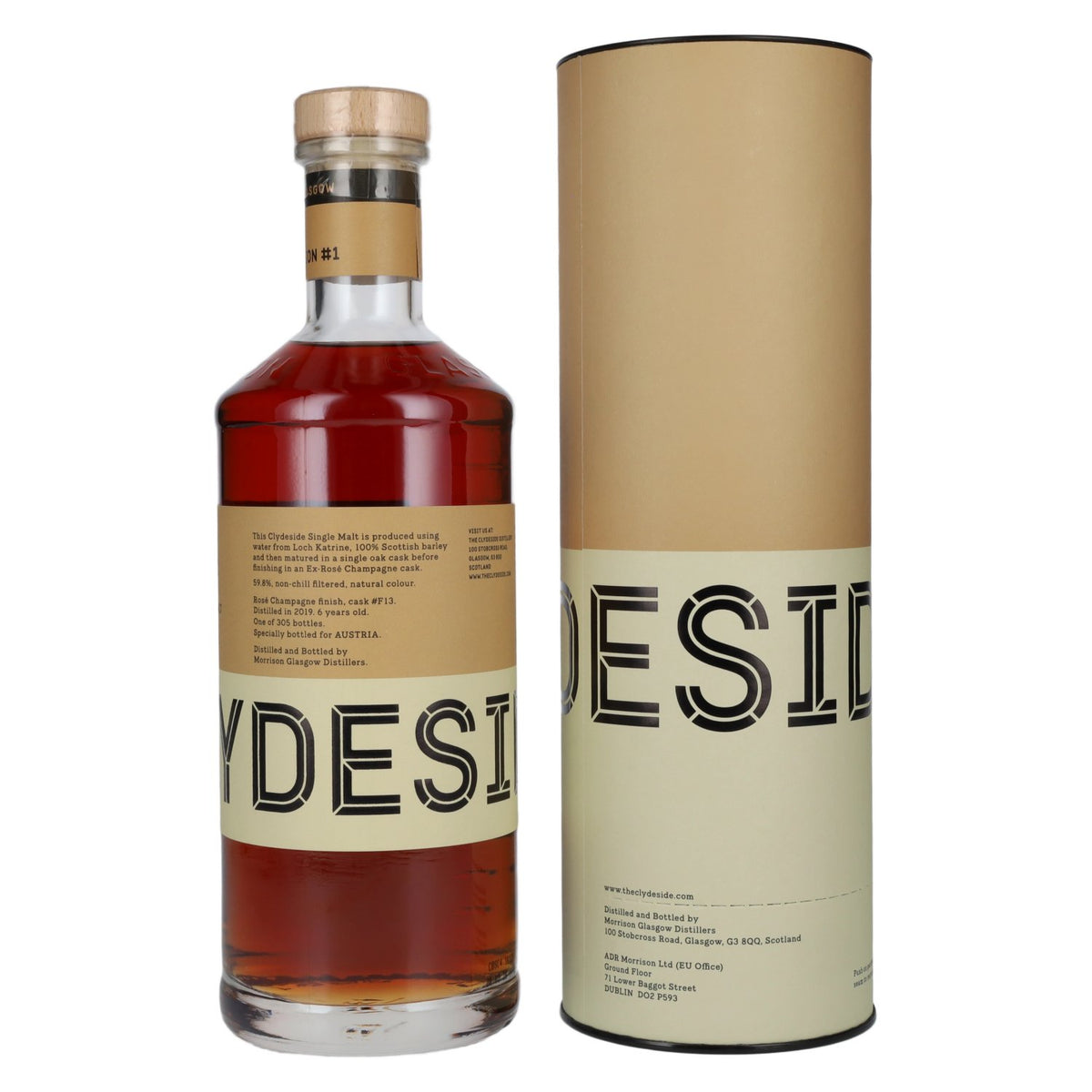 Clydeside AUSTRIA EDITON #1 Rosé Champagne Cask Finish Lowland Single Malt 59,8% Vol. 0,7l in Geschenkbox
