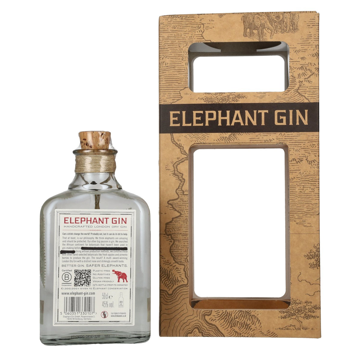 Elephant London Dry Gin 45% Vol. 0,5l in Geschenkbox mit Glas