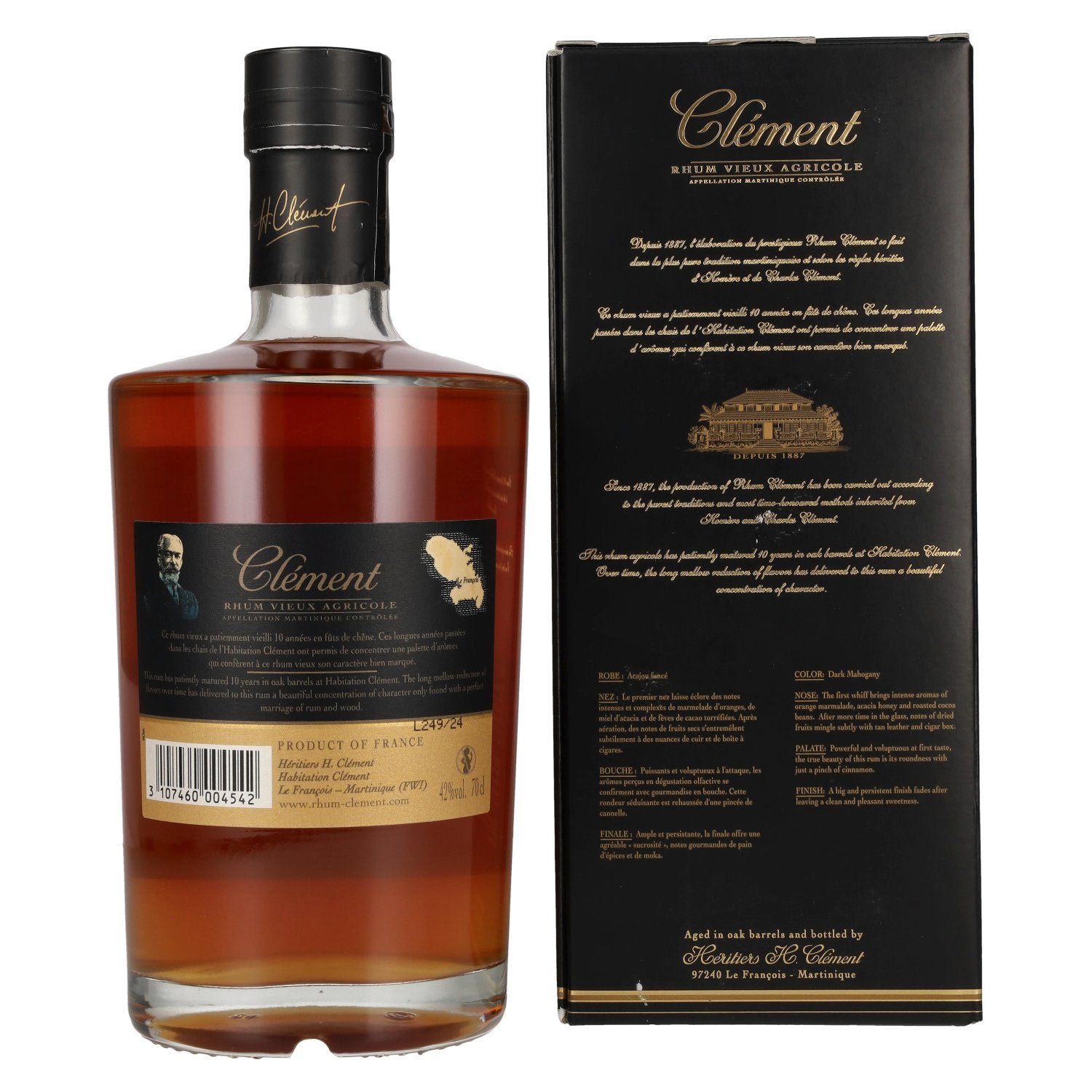 Clément Rhum Vieux Agricole 10 Ans 42% Vol. 0,7l en coffret cadeau