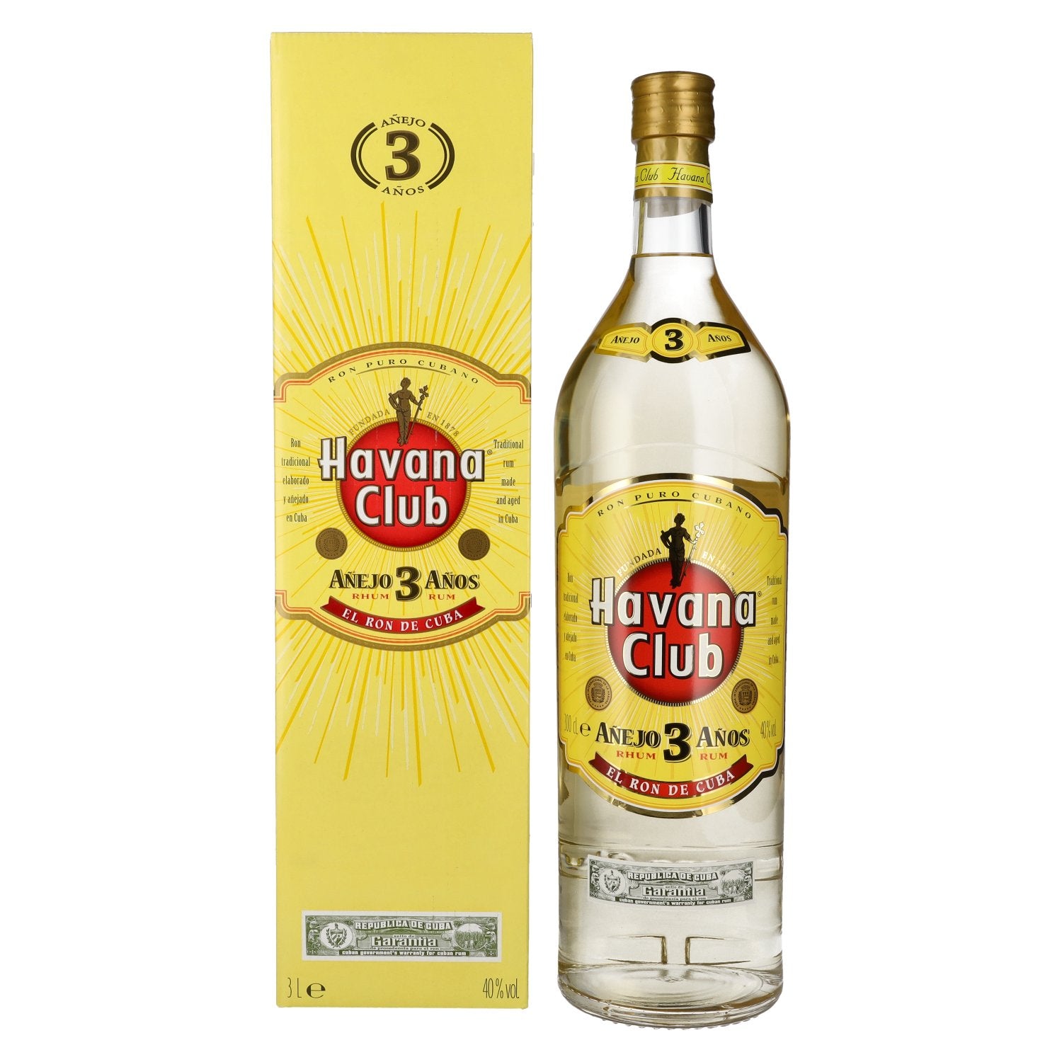 Havana Club Añejo 3 Años Rum 40% Vol. 3l in gift box