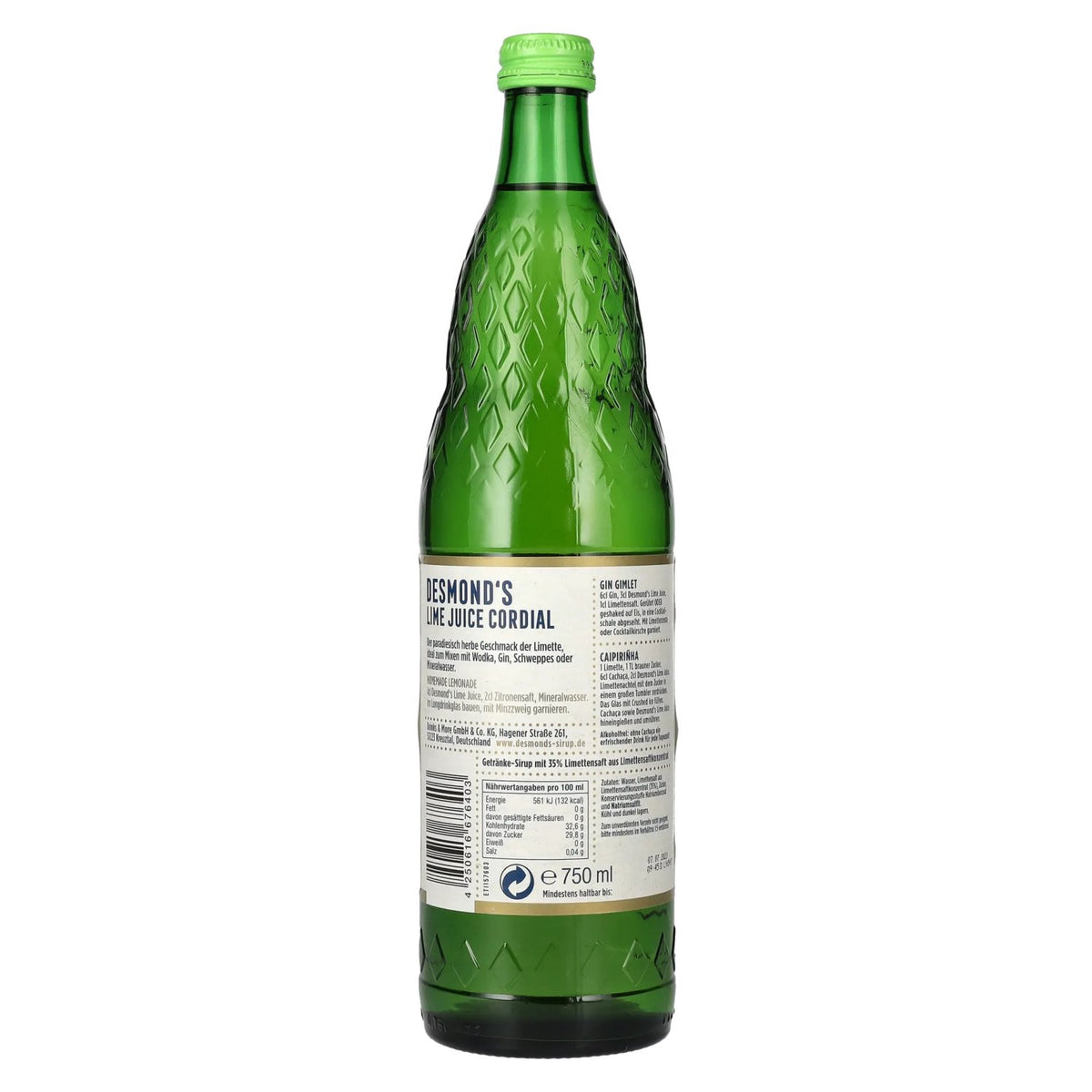 Sirop de citron vert Desmond's, 0,75 l