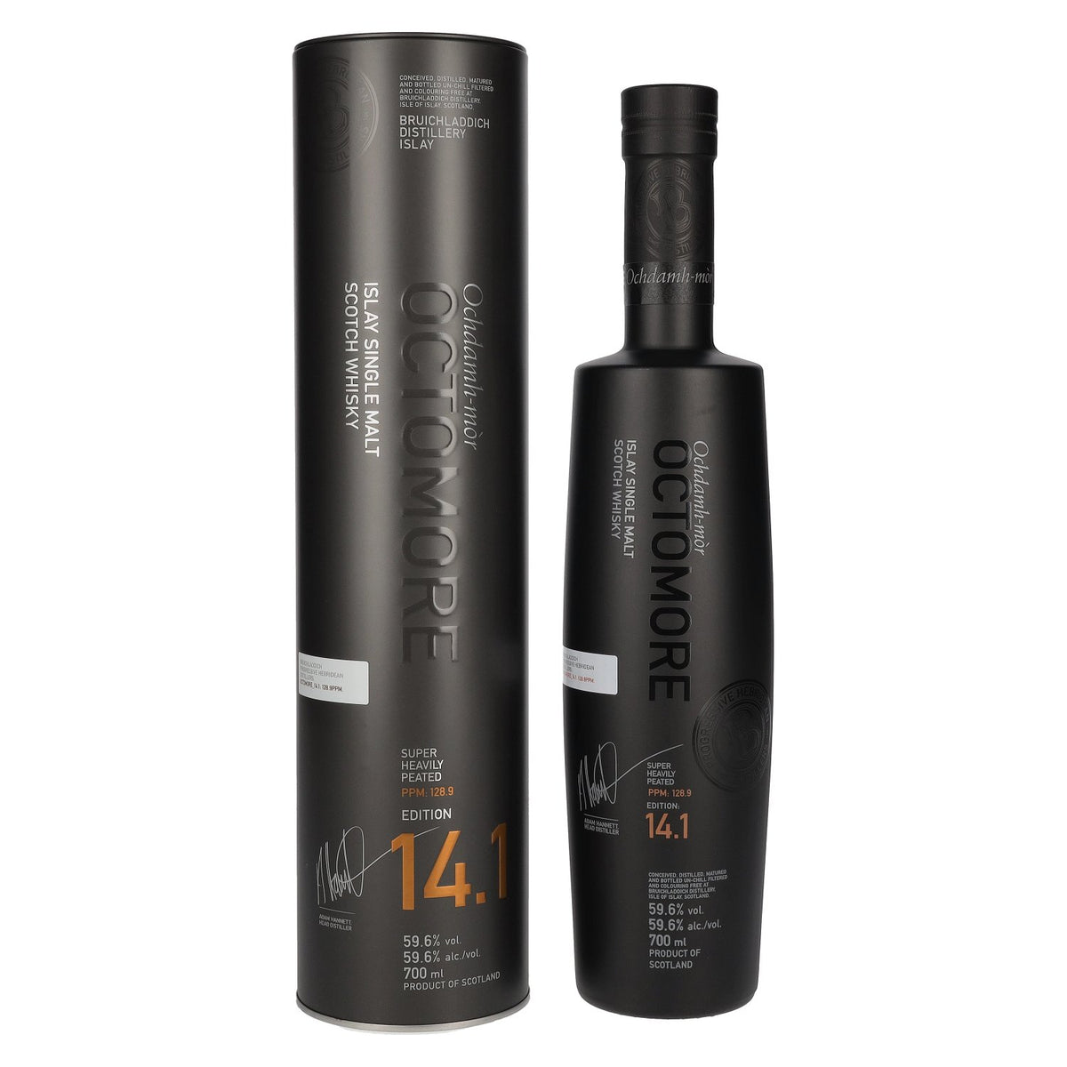 Octomore EDITION : 14.1 Single malt d'Islay très tourbé, 59,6 % vol., 0,7 l, dans une boîte en fer-blanc