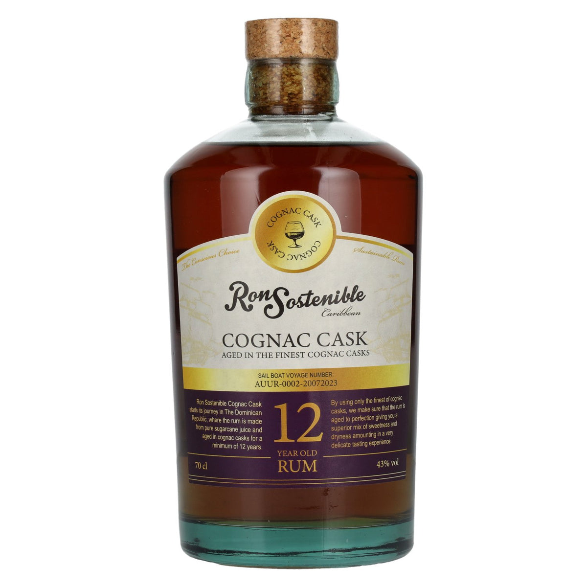 Ron Sostenible 12-Year-Old Cognac Cask Rum 43% vol. 0.7 l