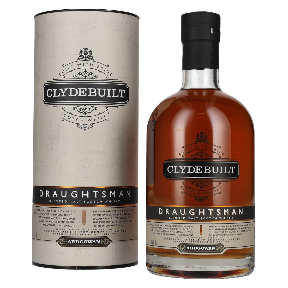 Ardgowan Clydebuilt DRAUGHTSMAN Blendend Malt Scotch Whisky 46% Vol. 0,7l in geschenkverpakking