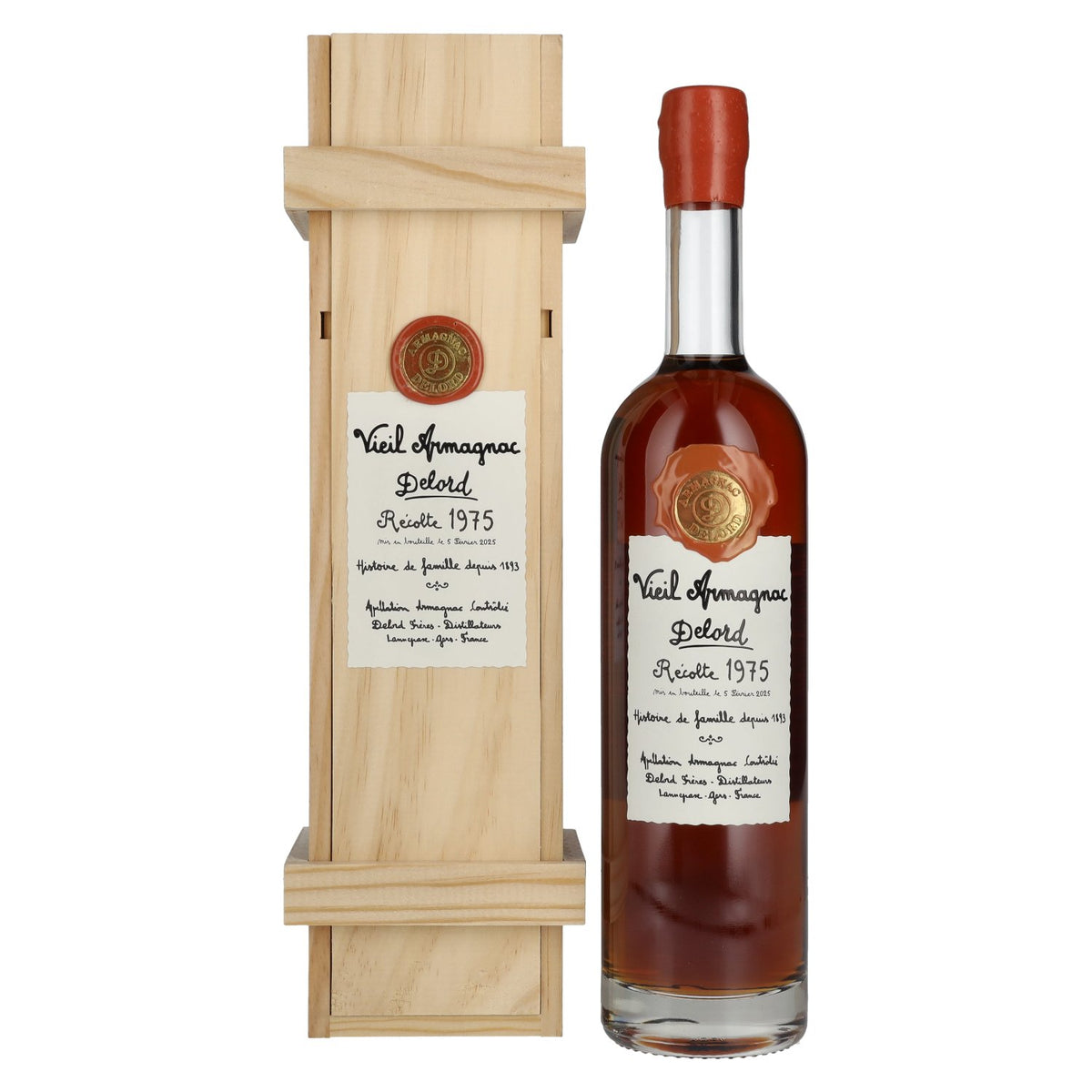 Vieil Armagnac Delord Vintage Récolte 1975 40% Vol. 0,7l in Holzkiste
