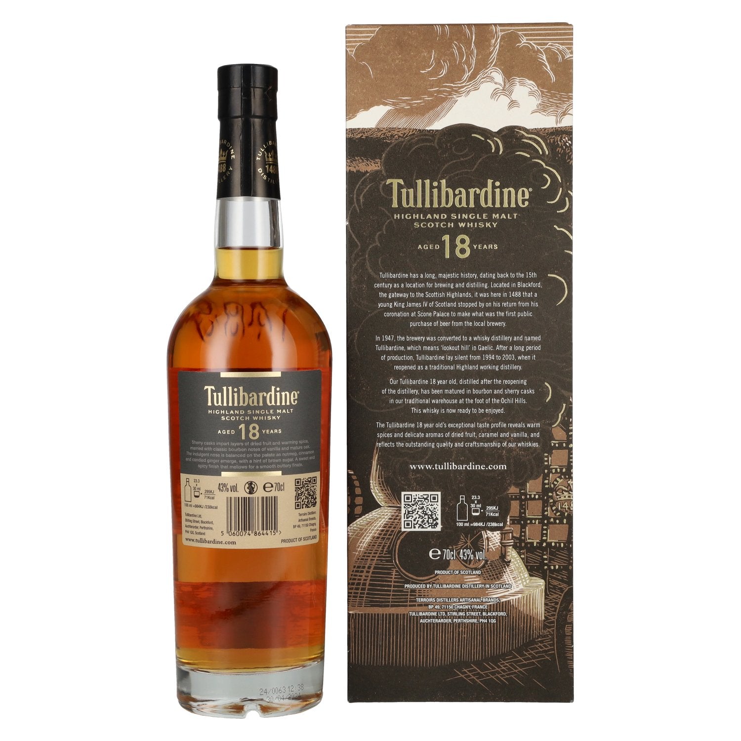 Tullibardine 18 Years Old Highland Single Malt Scotch Whisky 43% Vol. 0,7l in gift box