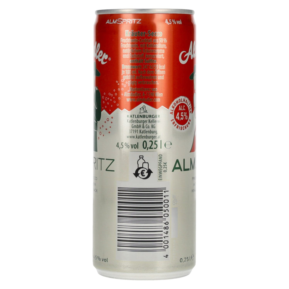 Almdudler Almspritz 4.5% ABV, 0.25l can, deposit required