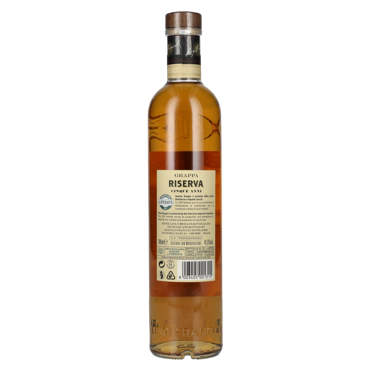 Luigi Francoli Grappa del Piemonte Riserva 5 Anni 41.5% ABV 0.7l