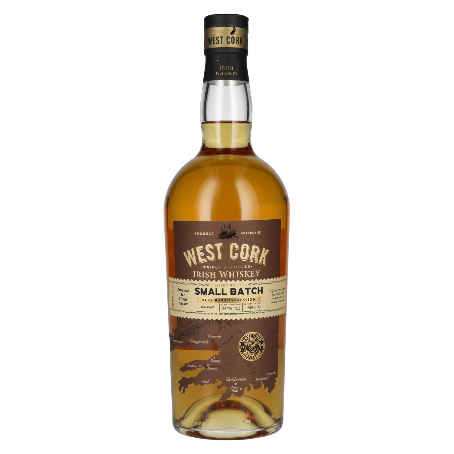 West Cork Small Batch Irish Whiskey Zeer Zeldzame Uitdrukking 54,7% Vol. 0,7l