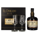 El Dorado 15 ans d'âge, rhum Finest Demerara SPECIAL RESERVE 43 % vol., 0,7 l, dans un coffret cadeau avec 2 verres