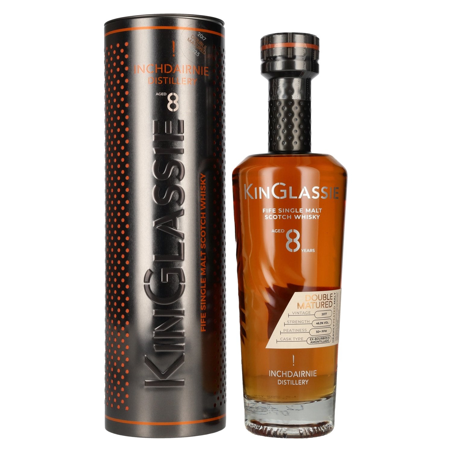 Inchdairnie KinGlassie 8 Years Old Dubbelgerijpt Fife Single Malt Scotch Whisky 46,3% Vol. 0,7l in Blik