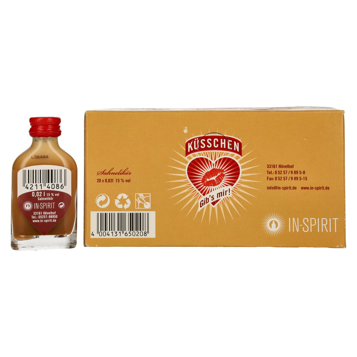 Liqueur « Küsschen » à la crème, 15 % vol., 20 x 0,02 l