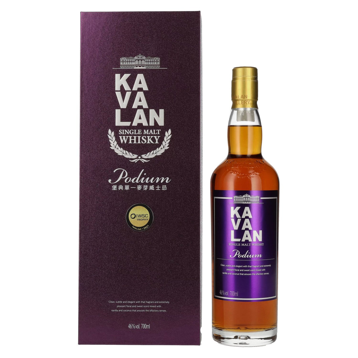 Kavalan PODIUM Single Malt Whisky 46% ABV, 0.7l, in a gift box