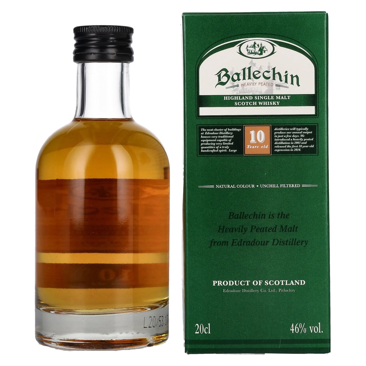 Edradour Ballechin 10 Years Old Highland Single Malt 46% ABV, 0.2 l in a gift box