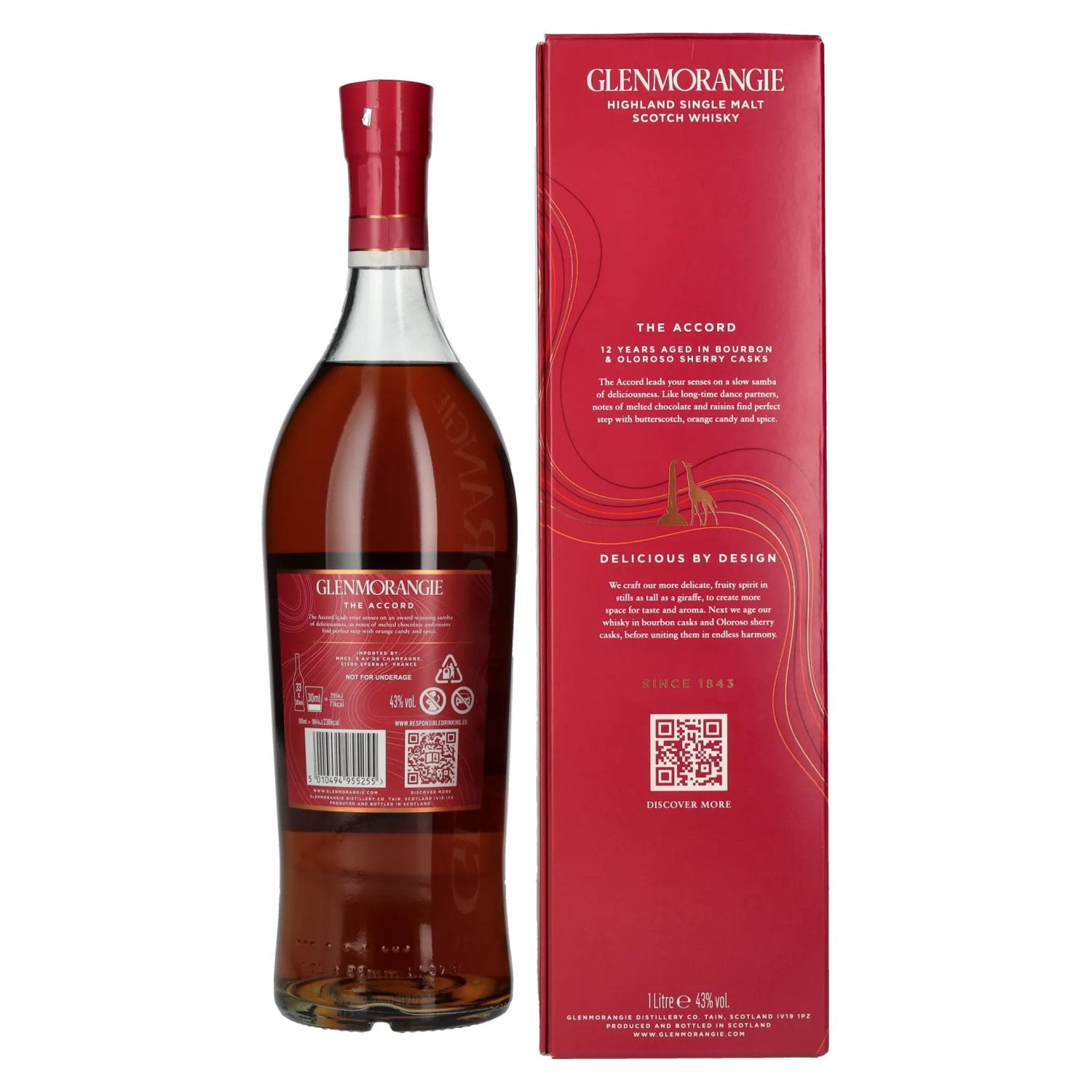 Glenmorangie The ACCORD 12 Years Old Bourbon &amp; Sherry Cask 43% Vol. 1l en boîte cadeau