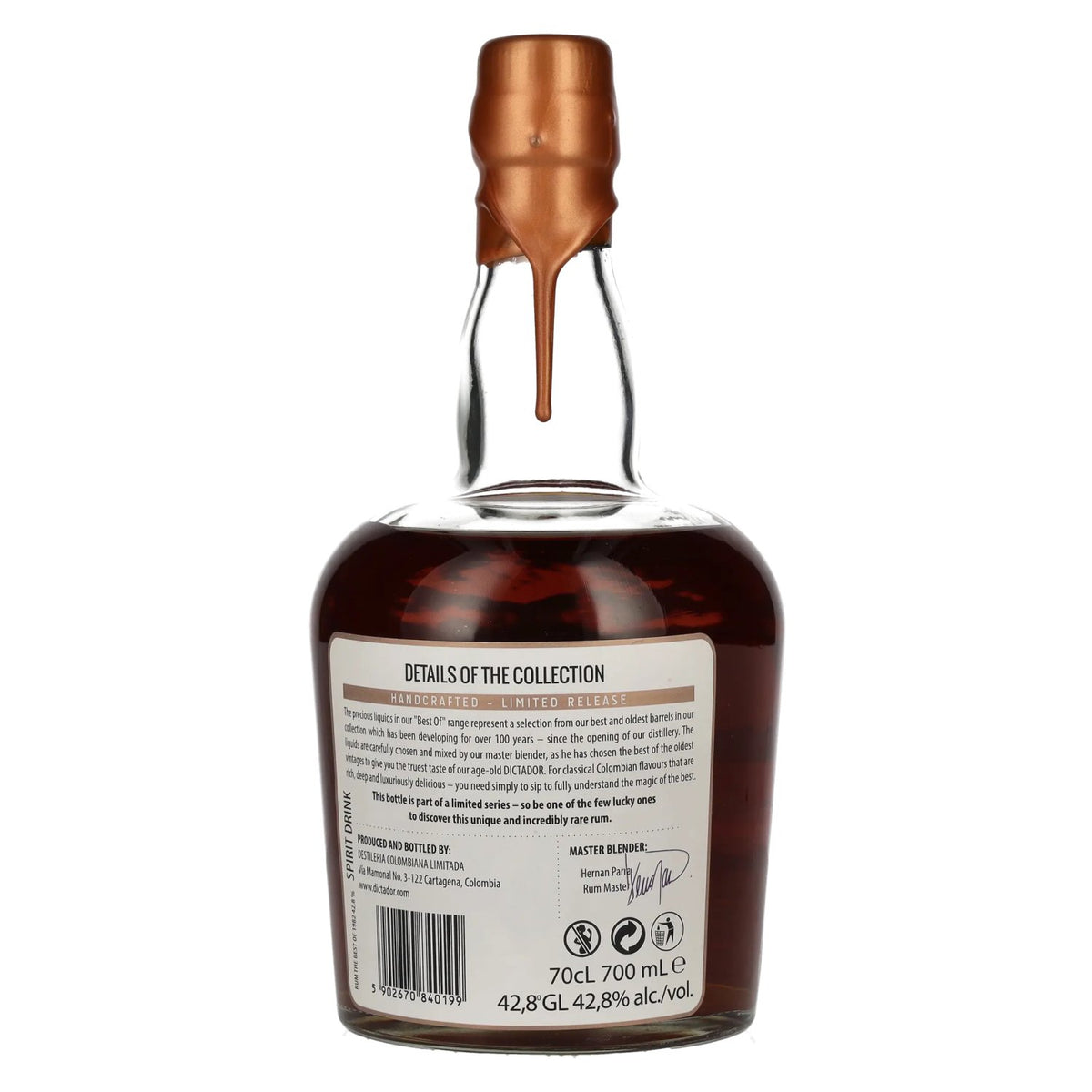 Dictador BEST OF 1982 Colombian Rum 080516/PC108 Limited Release 42.8% vol. 0.7l