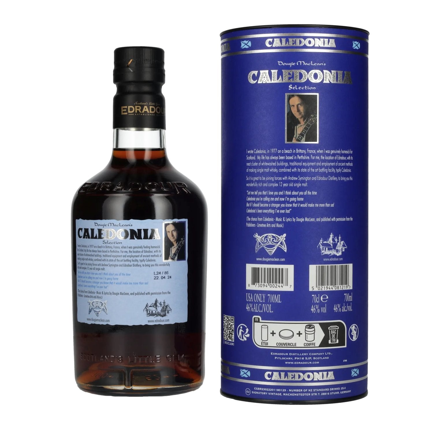Edradour CALEDONIA 12 Years Old Highland Single Malt 46% Vol. 0,7l en boîte cadeau