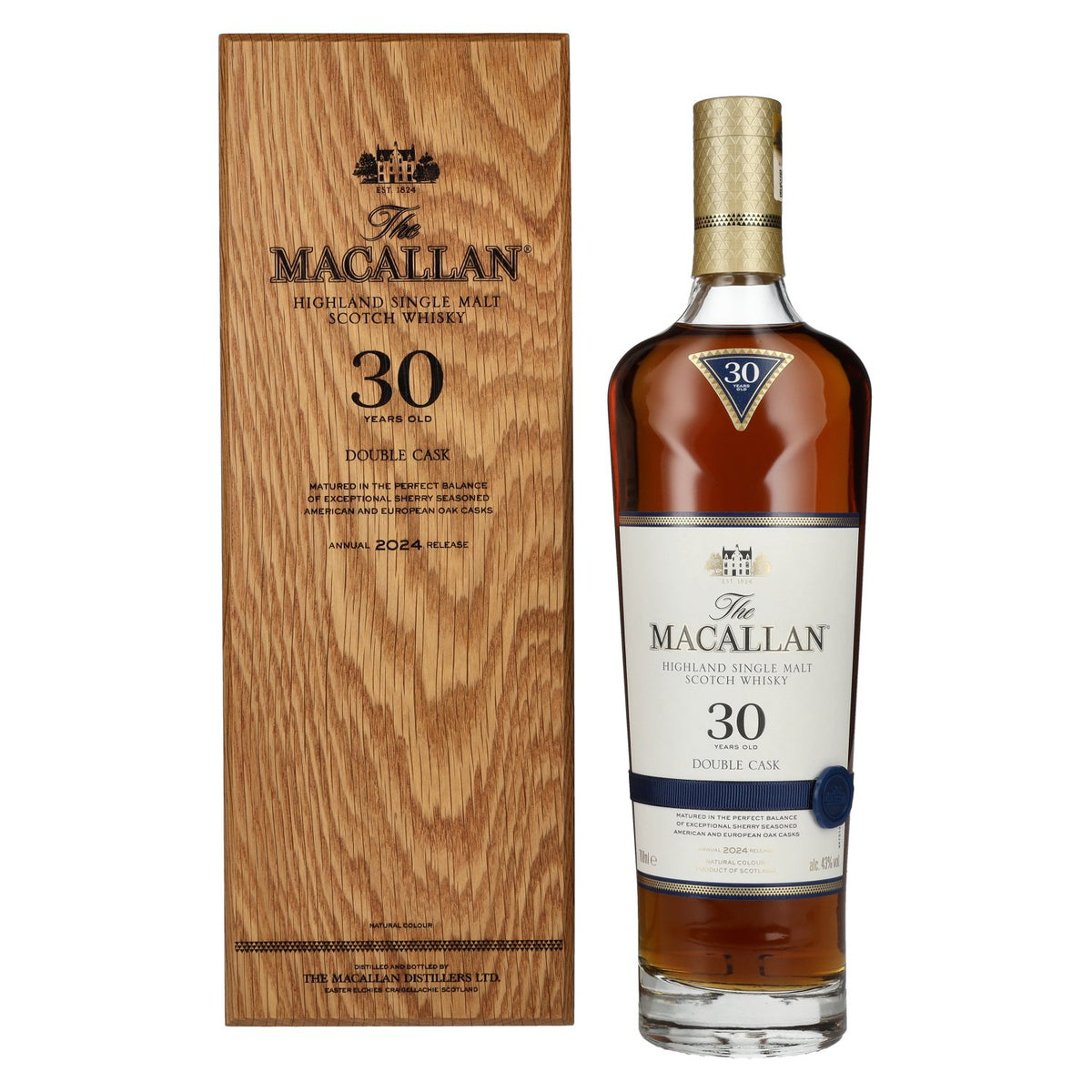 The Macallan 30 Years Old DOUBLE CASK Annual Release 2024 43% ABV 0.7l in a wooden box