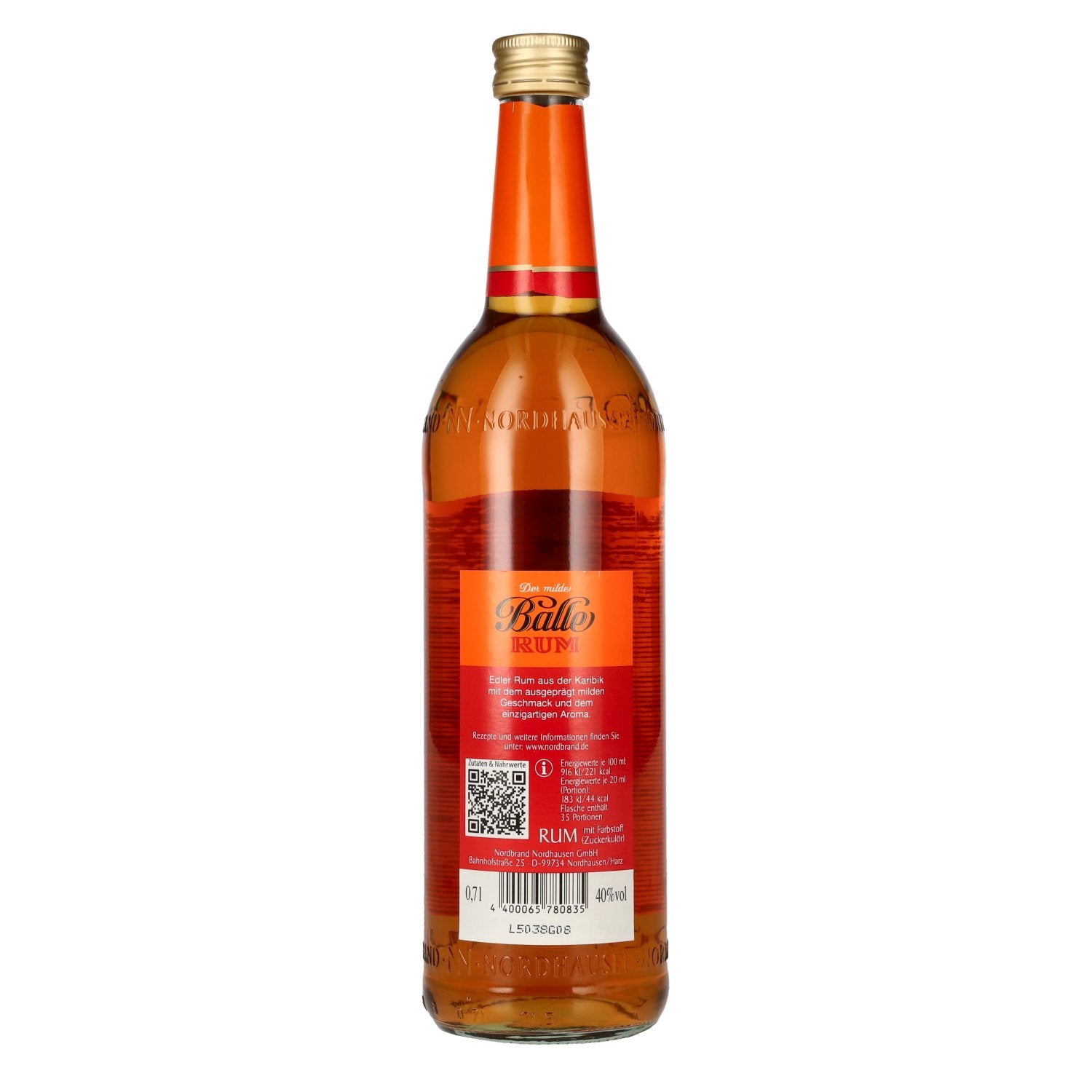The mild Balle Rum real overseas rum 40% Vol. 0,7l